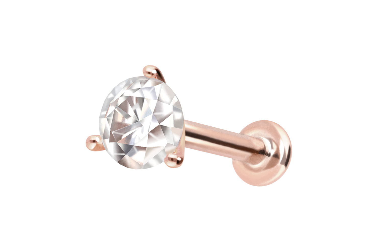 14 Karat Gold Labret Piercing mit Innengewinde MOISSANIT